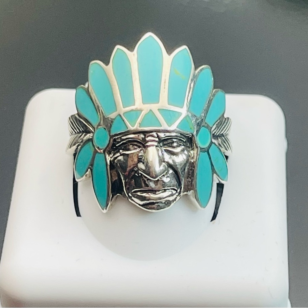 Size 9 Chief Ring Solid 925 Silver - image 1